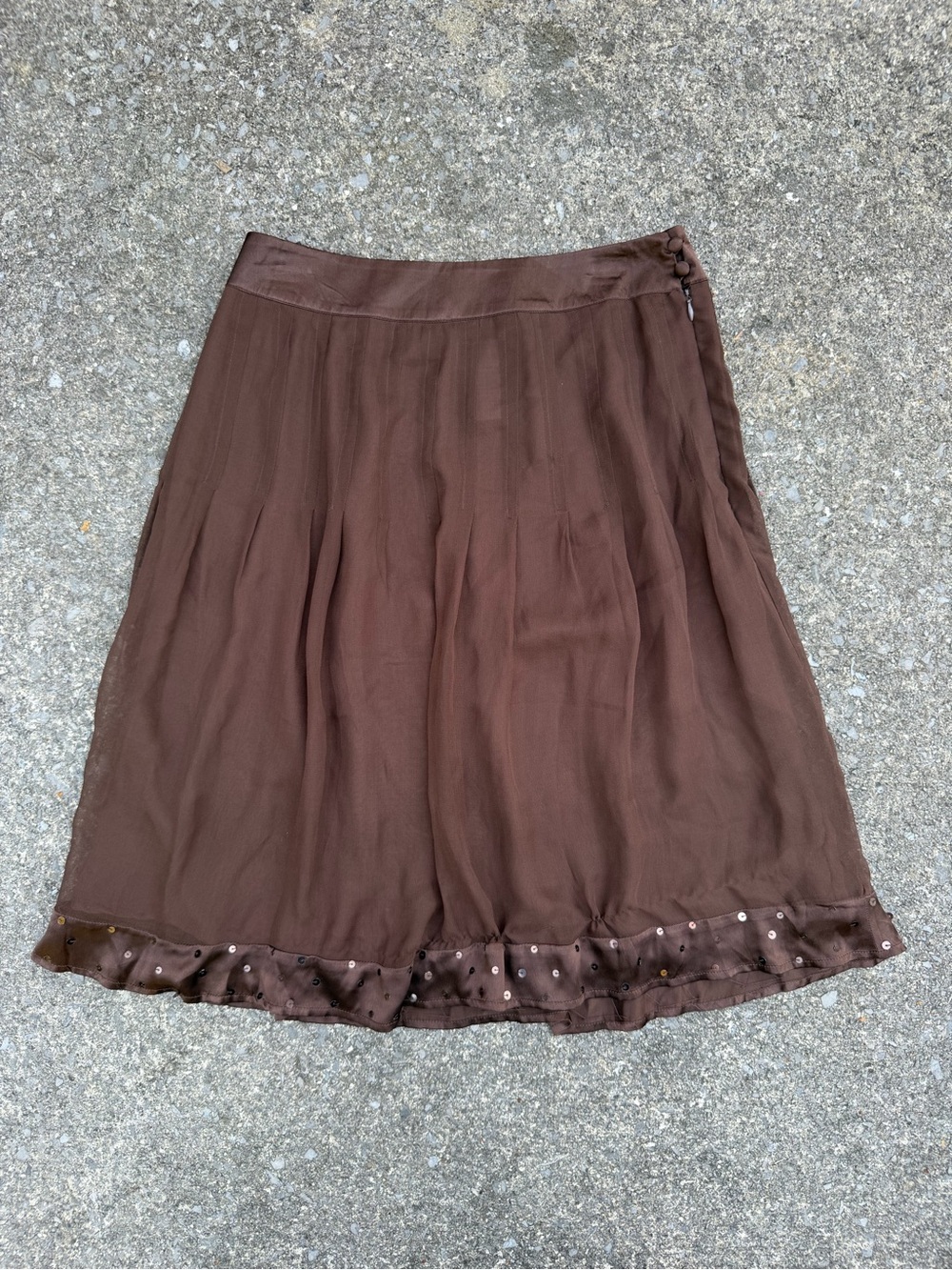 Worthington Brown A-Line Skirt with Hem Embellishment